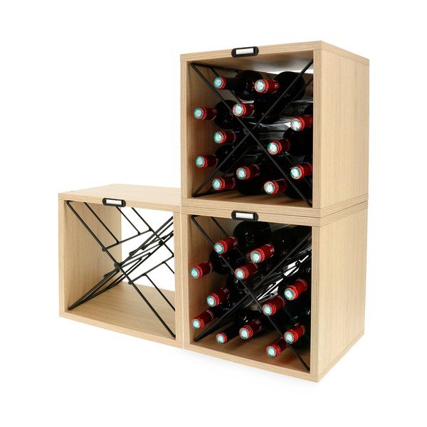 Držač za boce vina u dekoru bukve u prirodnoj boji broj boca 12 kom – Compactor-image-3