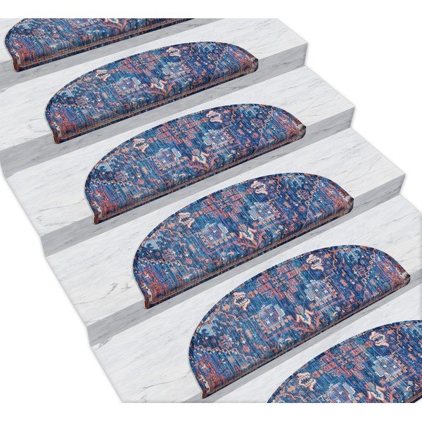 Set od 16 plavih tepiha za stepenice Vitaus Yoruk, 20 x 65 cm-image-1