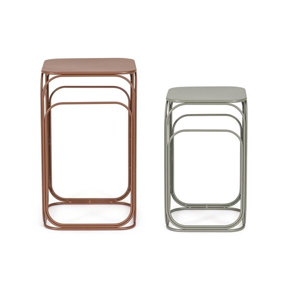 Sivi/boje terakote metalni stolići za kavu u setu 2 kom 36x36 cm Clarity – Bizzotto-image-3