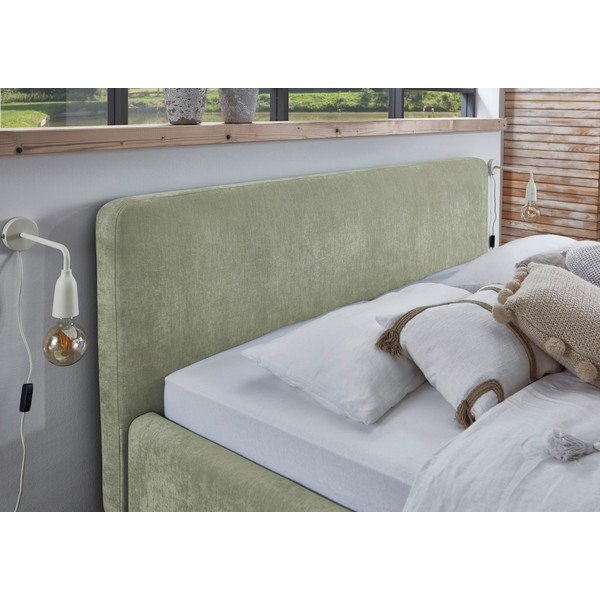 Svijetlo zeleni tapecirani bračni krevet s podnicom 180x200 cm Mattis – Meise Möbel-image-4