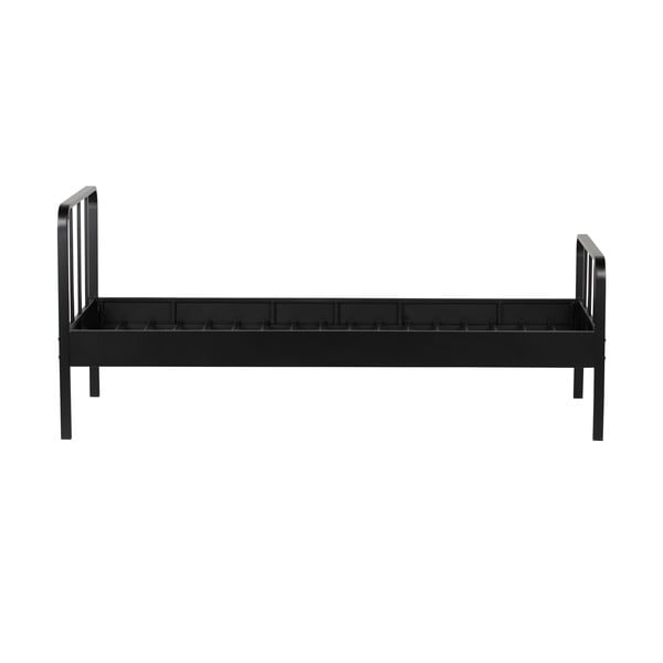 Crni metalni krevet s podnicom 90x200 cm Mees – WOOOD-image-1