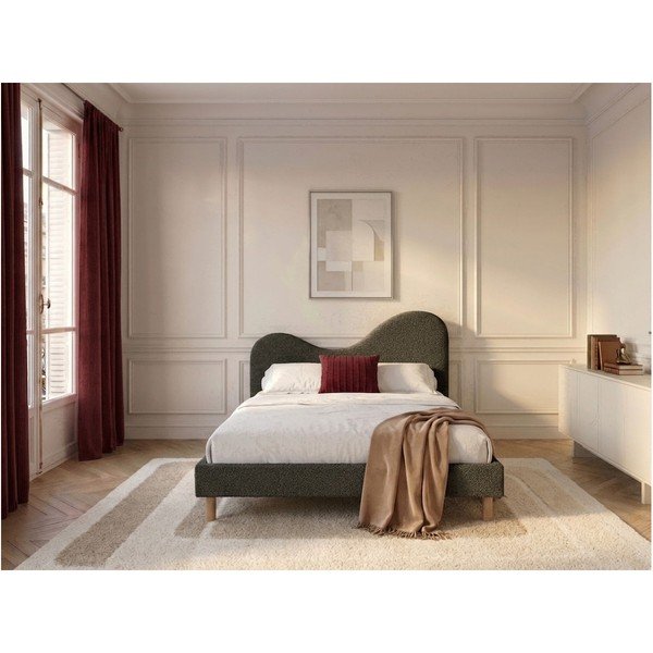Zeleni podstavljeni tapecirani bračni krevet s podnicom 180x200 cm Celina – Bobochic Paris-image-3