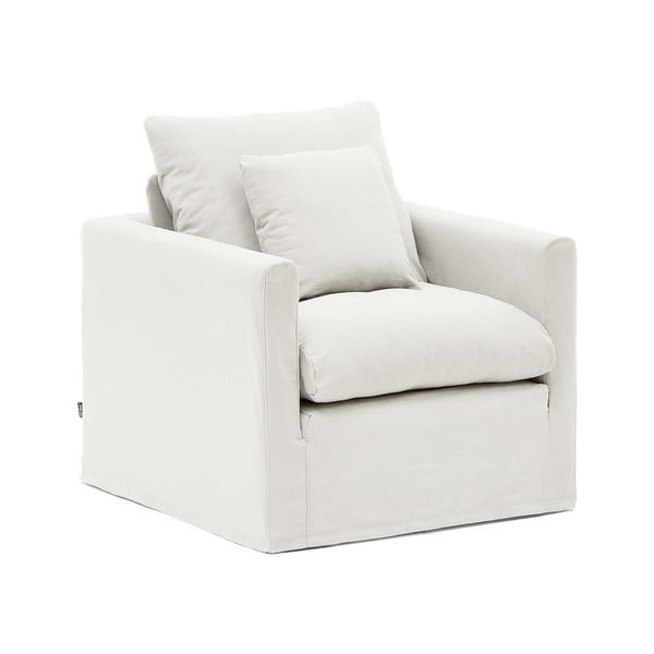 Bijela lanena fotelja Nora – Kave Home