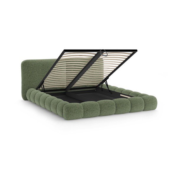 Zeleni tapecirani bračni krevet s prostorom za odlaganje s podnicom 180x200 cm Solange – Micadoni -image-2