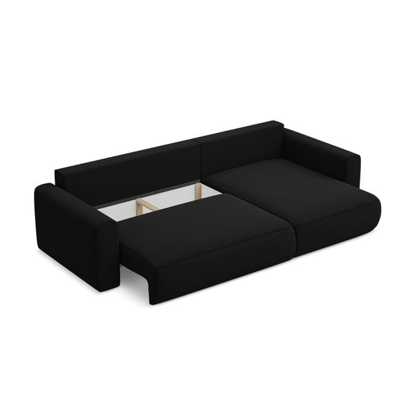 Crna baršunasti sklopiva/s prostorom za odlaganje kutna garnitura (s desnim kutom/s ležaljkom) Kapua – Makamii-image-4
