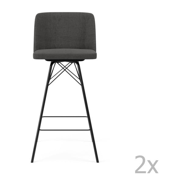 Set od 2 antracit sive barske stolice Tenzo Tom, visina 99 cm