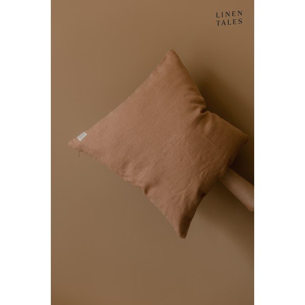 Terracotta smeđa lanena jastučnica Linen Tales, 45 x 45 cm-image-1