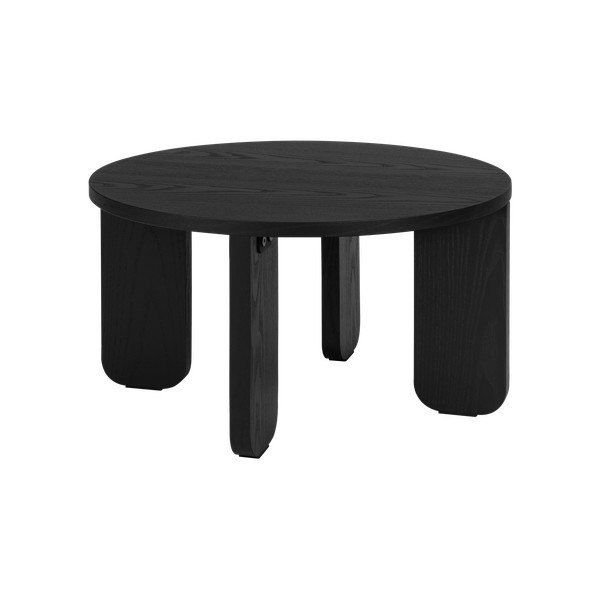 Crni okrugao stolić za kavu s pločom stola u dekoru hrasta ø 55 cm Kuvu – noo.ma
