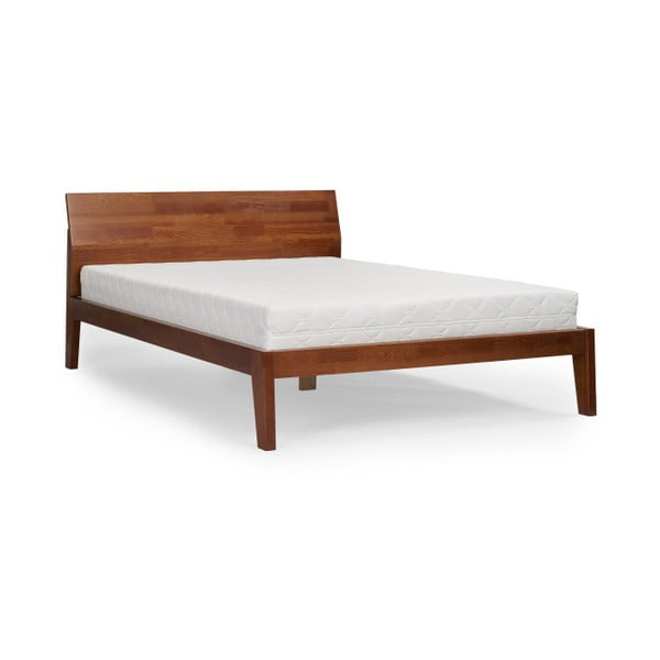 Smeđi bračni krevet od masivnog bora 140x200 cm Agava – Skandica
