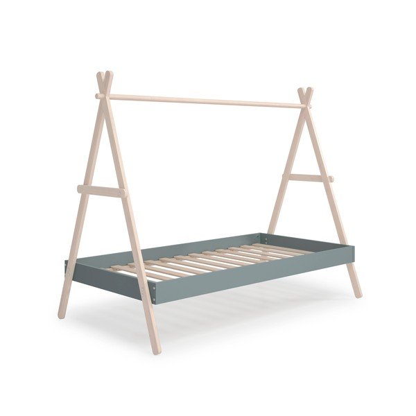 Dječji krevet od masivnog bora u obliku kućice s podnicom 90x200 cm u prirodnoj boji/prljavo zeleni Trufa – Marckeric-image-3