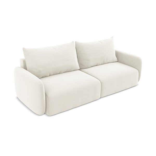 Krem baršunasti sklopiva/s prostorom za odlaganje sofa 238 cm Kalena – Makamii-image-3