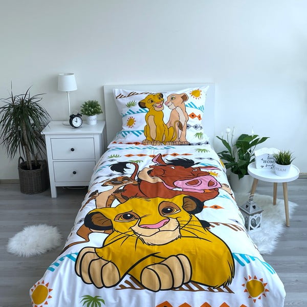 Pamučna dječja posteljina za krevet za jednu osobu 140x200 cm Lion King Africa – Jerry Fabrics-image-1
