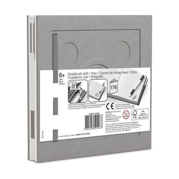 Svjetlosiva četvrtasta bilježnica s gel kemijskom olovkom LEGO®, 15,9 x 15,9 cm-image-2