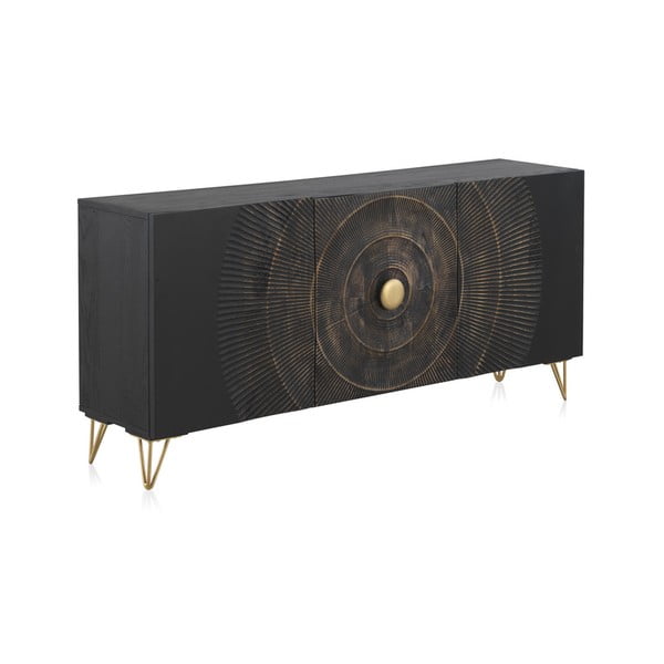 Crna niska komoda od drveta manga 160x75 cm Mango - Geese-image-2