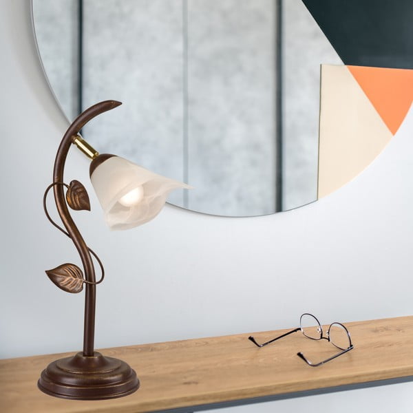 Tamno smeđa stolna lampa sa staklenim sjenilom (visina 40 cm) Bluszcz – LAMKUR-image-2