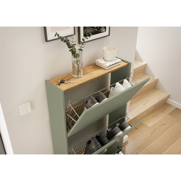 Smeđe-sivi preklopni ormarić za cipele 71x127x22 cm Ameca – Germania-image-1