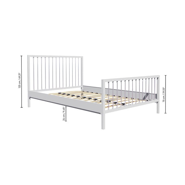 Bijeli metalni bračni krevet s podnicom 180x200 cm Breeze – Kalune Design