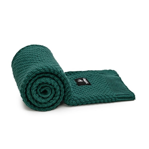 Tamno zelena pletena deka za bebe 80x100 cm – T-TOMI