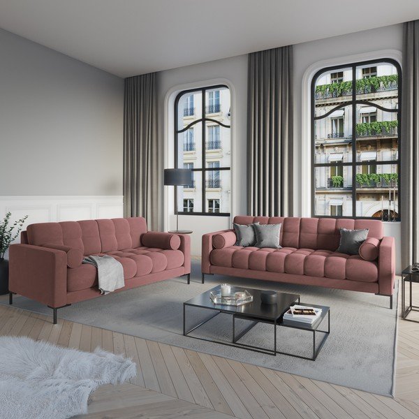 Roza baršunasta sofa Cosmopolitan Design Bali-image-1