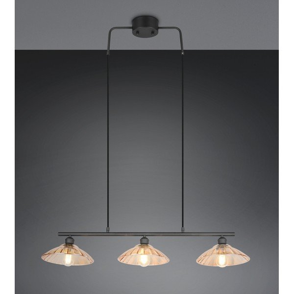 Crna/jantarna metalna viseća svjetiljka sa staklenim sjenilom Eluna – Reality-image-1