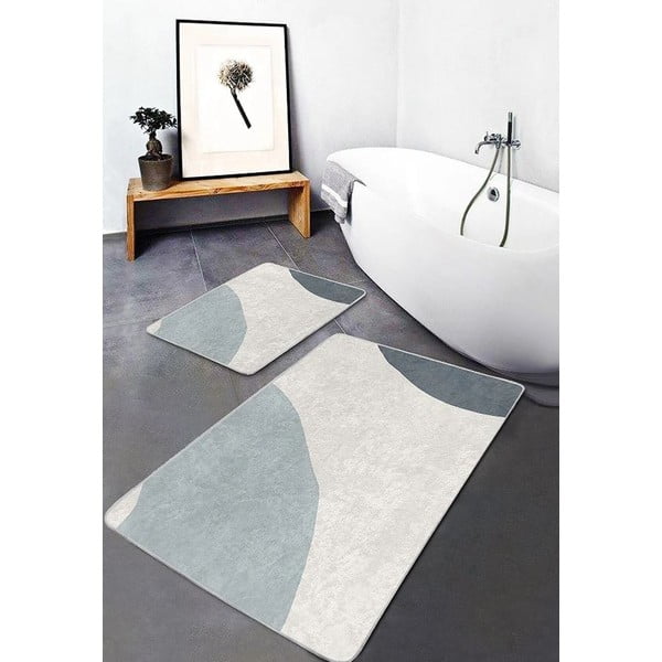Sive/krem od samta kupaonske prostirke u setu 2 kom 60x100 cm Abstract Shapes – Mila Home-image-4