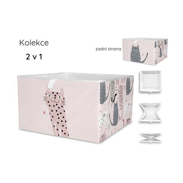 Svijetlo ružičasti tekstilni organizator za dječje igračke 32x32x20 cm Meow Meow – Butter Kings-image-2
