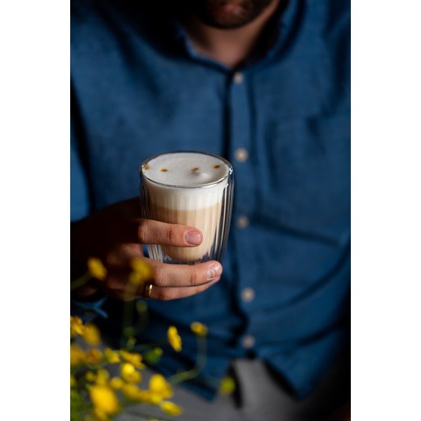 Staklene šalice u setu 2 kom za cappuccino 250 ml Livio Duo – Vialli Design-image-2