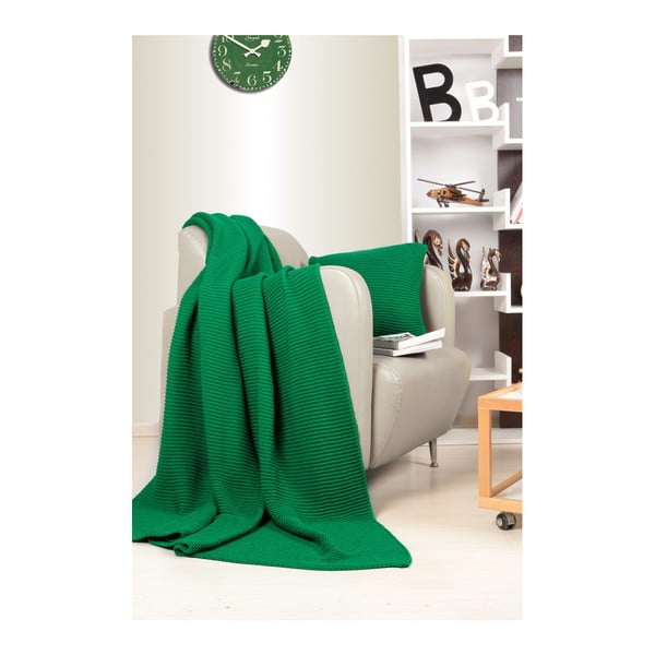 Set zelenog prekrivača i jastuka Kate Louise Tricot Blanket Set Hanzade