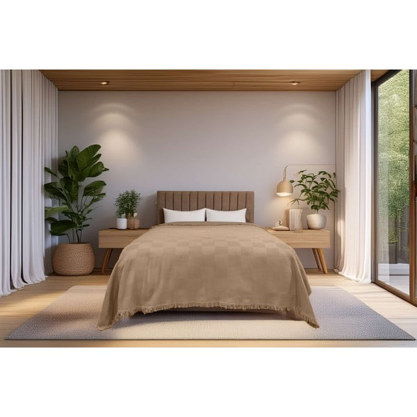 Bež pamučan prekrivač 140x200 cm Russel – Mijolnir-image-1