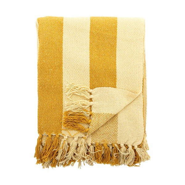 Žuta  deka od recikliranog pamuka 130x160 cm Frello – Bloomingville