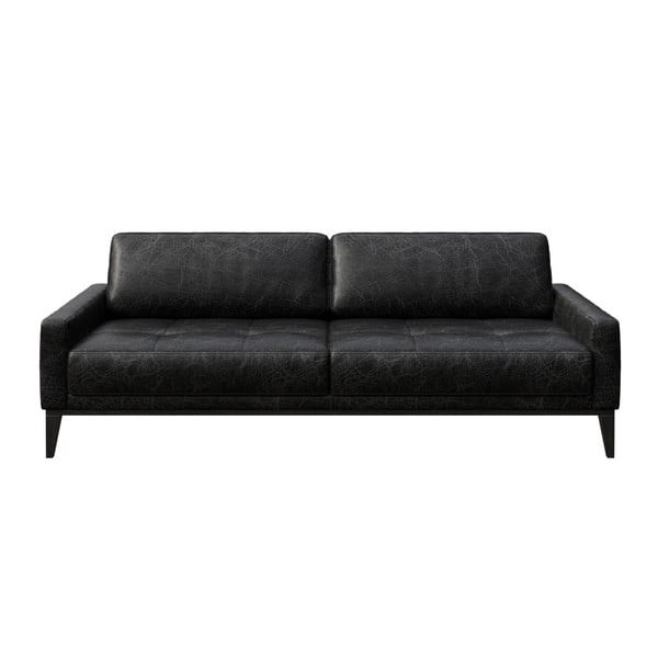 Crna kožna sofa MESONICA Musso Tufted, 210 cm