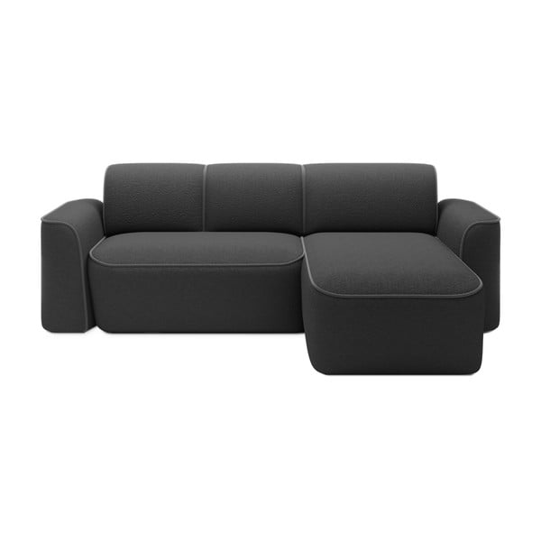 Tamno siva kutna garnitura od bouclé tkanine (s desnim kutom/s ležaljkom) Ume – ELTAP