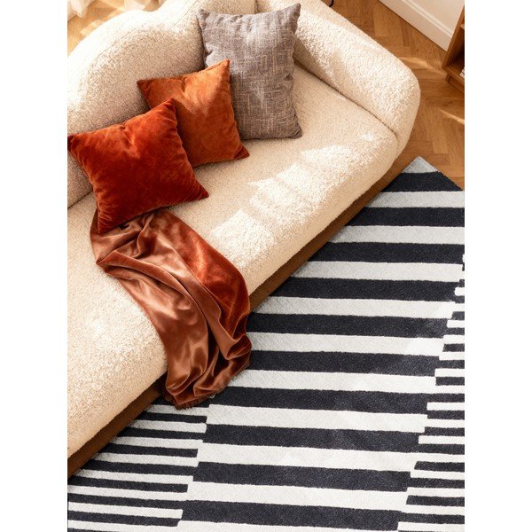 Crno-bijeli ručno rađen vunen tepih 160x230 cm Stryve Flux – Elle Decoration-image-2
