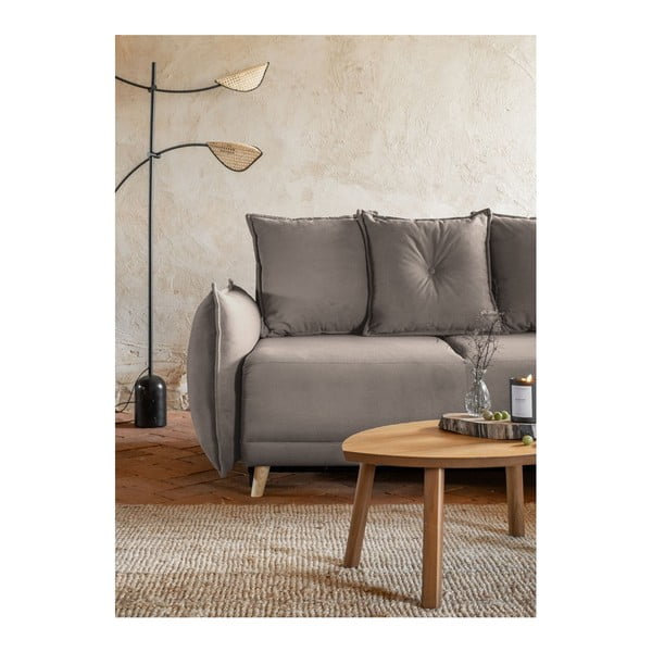 Svjetlo smeđa sklopiva kutna garnitura od samta (promjenjiva) Lazy Lukka – Miuform-image-4