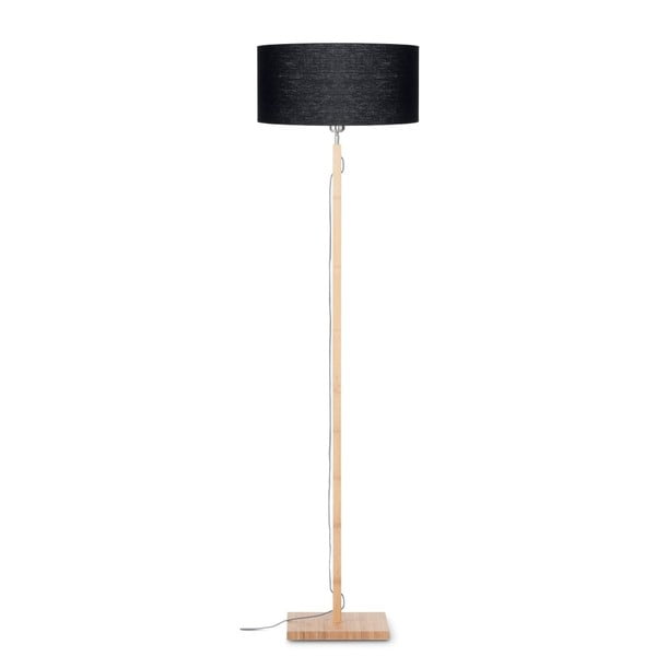 Podna svjetiljka s crnim sjenilom i Good &amp; Mojo Fuji konstrukcijom od bambusa