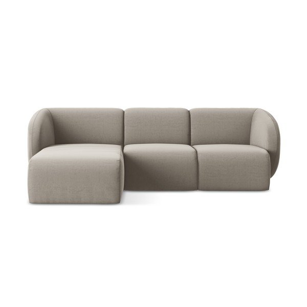 Svjetlo smeđa baršunasti kutna garnitura (s lijevim kutom/s ležaljkom) Lani – Makamii