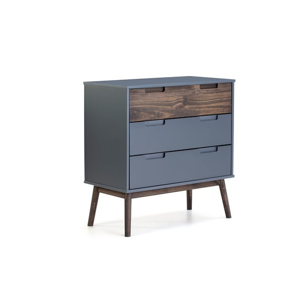 Antracit/tamno smeđa visoka komoda od borovine 80x82 cm Nussa - Marckeric-image-2