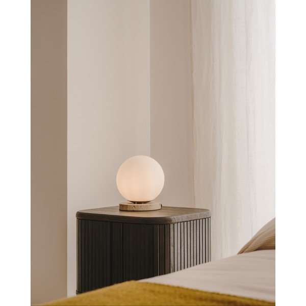 Bijela stolna lampa sa staklenim sjenilom (visina 22 cm) Malachi – Kave Home-image-1