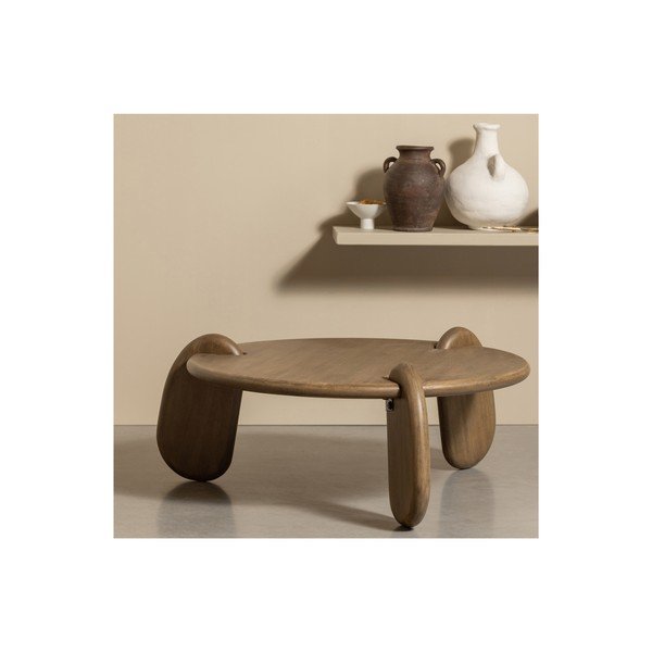 Smeđi okrugao stolić za kavu s pločom stola u dekoru oraha ø 100 cm Imbue – BePureHome-image-3