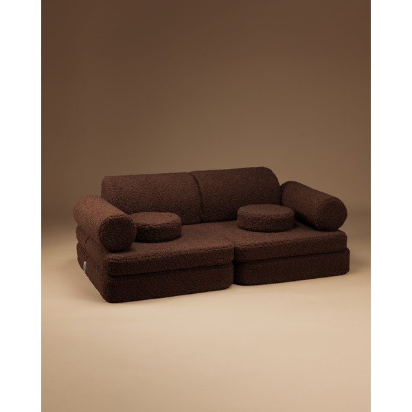 Tamno smeđi dječji jastuk za sjedenje od bouclé tkanine Warm Hazel – Wigiwama-image-1
