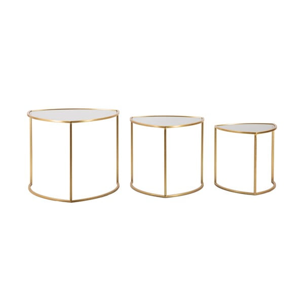 Okrugli stolići za kavu u setu 3 kom sa staklenom pločom stola u zlatnoj boji ø 60 cm Triangle – Mauro Ferretti