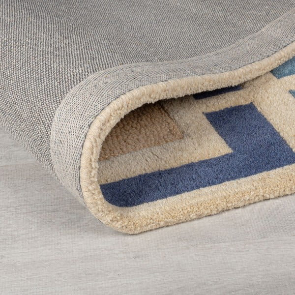 Plava/narančasta ručno rađena vunena staza 60x230 cm Retro Blocks – Flair Rugs-image-2