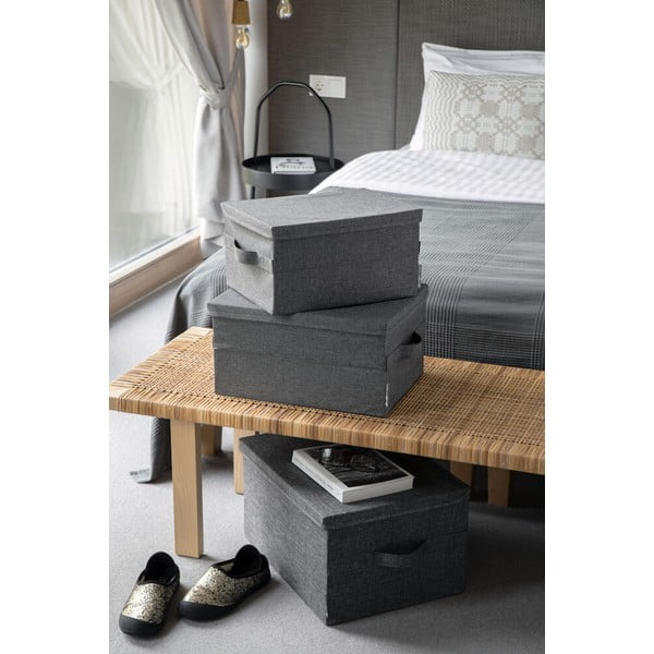 Siva tekstilna kutija za pohranu s poklopcem 35x26x19 cm Soft Storage – Bigso-image-4