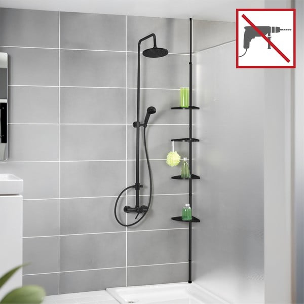 Crna plastična teleskopska/kutna kupaonska polica Compact – Wenko-image-4