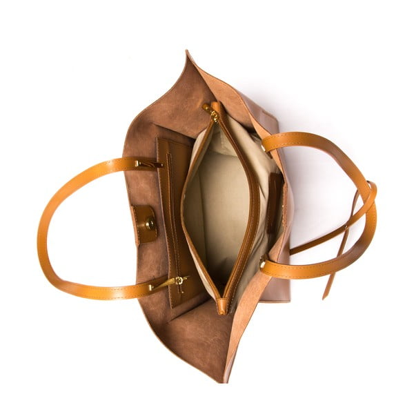 Smeđa kožna torbica Mangotti Kalina-image-3