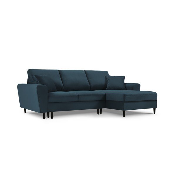 Tamnoplava kutna sofa od samta Kooko Home Jazz, desni kut-image-2