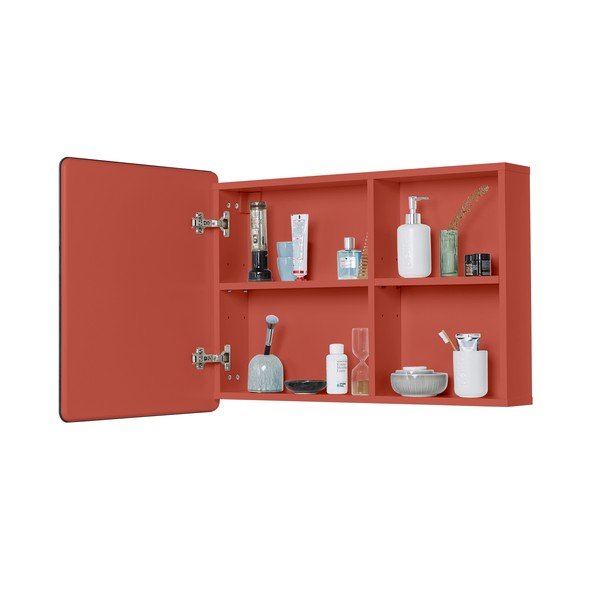 Crveni zidni/s ogledalom kupaonski ormarić 80x58 cm Color Bath – Tom Tailor-image-4