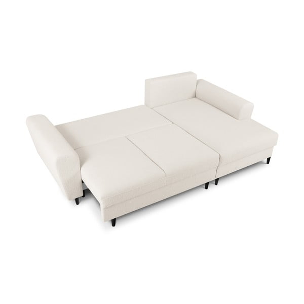 Bež sklopiva/s prostorom za odlaganje kutna garnitura od bouclé tkanine (s desnim kutom/s ležaljkom) Kyoto – Cosmopolitan Design-image-2