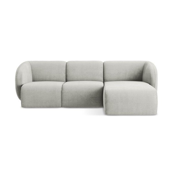 Svijetlo siva kutna garnitura od šenila (s desnim kutom/s ležaljkom) Lani – Makamii