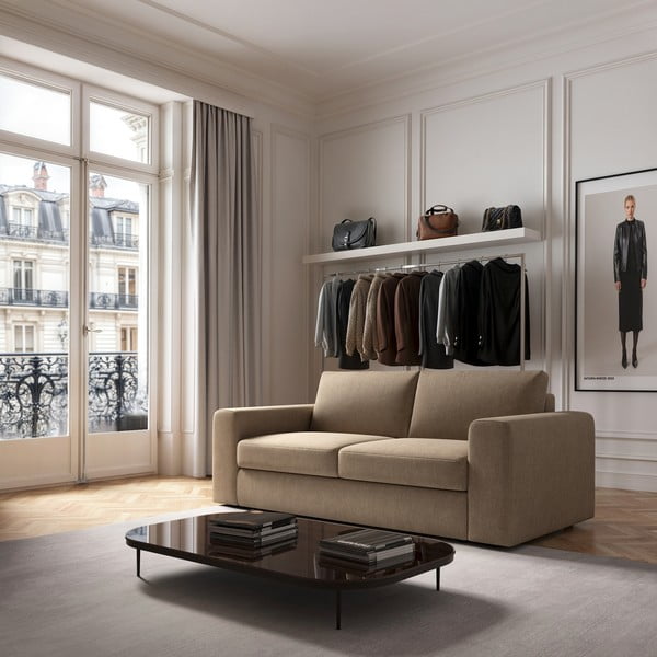 Svjetlo smeđa baršunasti sofa 218 cm Baga – Rodier-image-1